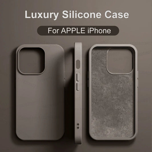 Luxury Shockproof Liquid Silicone Case for iPhone 13–16 Series | Soft Bumper Protective Cover